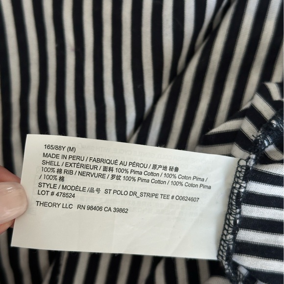 NWT Theory Navy and White Stripe Pima Cotton Midi Women's Dress Size Medium - Picture 10 of 12